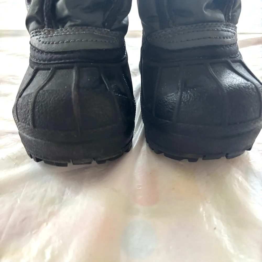 Sorel Snow Commander Black Yellow Boots Faux Fur Lined SZ 5 Worn 1X